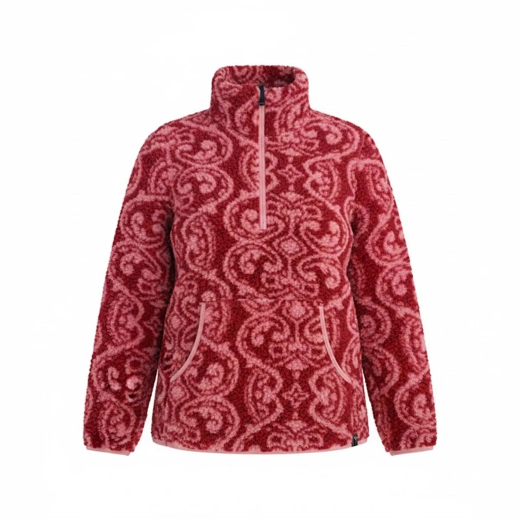 Hanner Argraffu Paisley-Siaced Cnu Zip Sherpa
