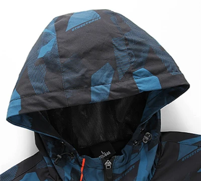 Mens blue sportcoat hood