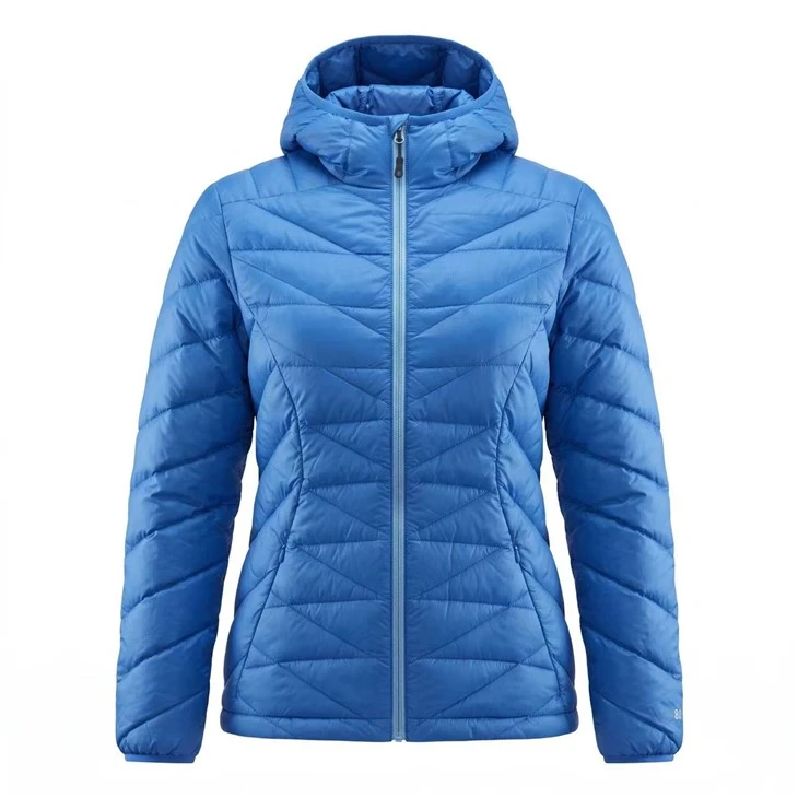 Ultralight Chevron cwiltiog Goose Down Hooded Siaced